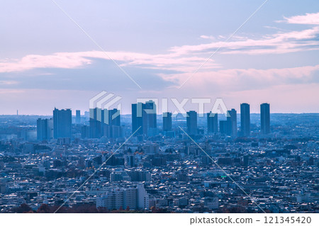 Tokyo cityscape in Japan, end of the year. View of tower apartment buildings in front of Musashi-Kosugi Station in Kawasaki on the 21st Tokyo cityscape in Japan, end of the year. View of tower apartment buildings in front of Musashi-Kosugi Station in Kawasaki on the 21st 121345420