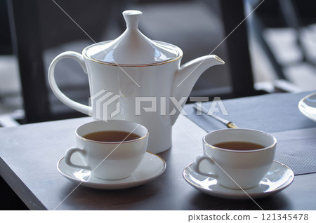 tea , tea cup and tea pot or hot tea 121345478