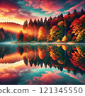 Pond in the fall of autumn 121345550