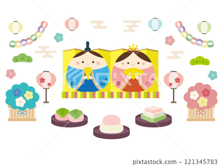 Hinamatsuri illustration material set 121345783