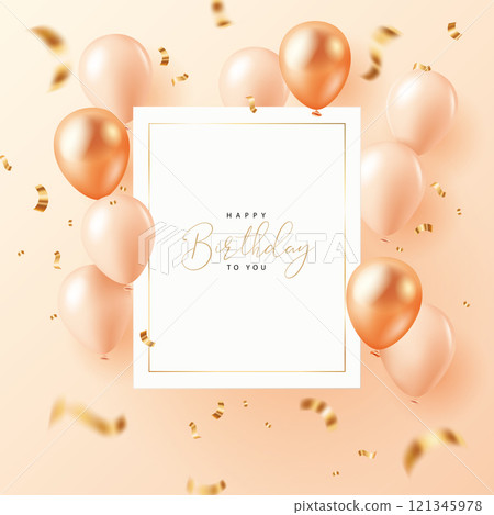 Luxurious white card and pink-orange balloons, Valentine's Day, Mother's Day, Women's Day, birthdays, festivals, parties, anniversaries advertising mockup material pictures 121345978