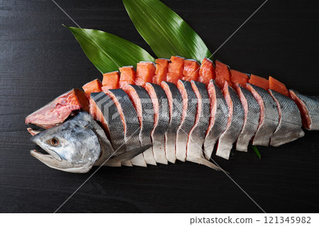 Freshly rolled salmon fillet - Hokkaido white salmon (male) Freshly rolled salmon fillet - Hokkaido white salmon (male) 121345982