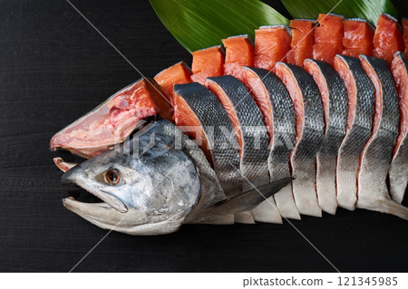 Freshly rolled salmon fillet - Hokkaido white salmon (male) Freshly rolled salmon fillet - Hokkaido white salmon (male) 121345985