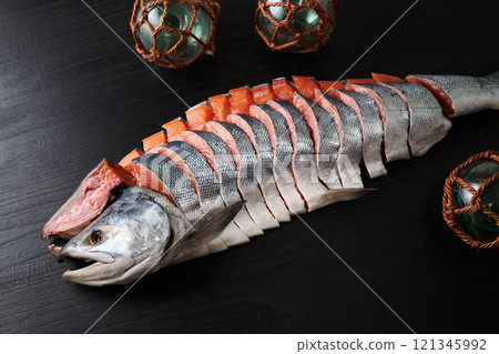 Freshly rolled salmon fillet - Hokkaido white salmon (male) Freshly rolled salmon fillet - Hokkaido white salmon (male) 121345992