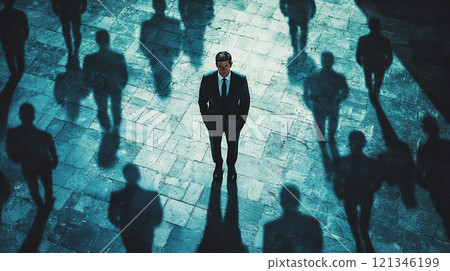 A businessman fighting the dark side of the company 121346199