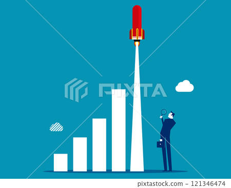 Business growth and rocketship. Business efficiency vector flat style 121346474