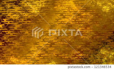 Golden Japanese pattern background 121346534