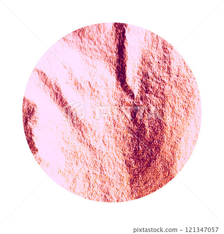 Rose gold foil, shiny handmade circle. Golden glittering texture, pattern. Luxury shining hand drawn background. Wedding, greeting card decoration element. Modern minimalist art. Vector illustration Rose gold foil, shiny handmade circle. Golden glittering texture, pattern. Luxury shining hand drawn background. Wedding, greeting card decoration element. Modern minimalist art. Vector illustration 121347057