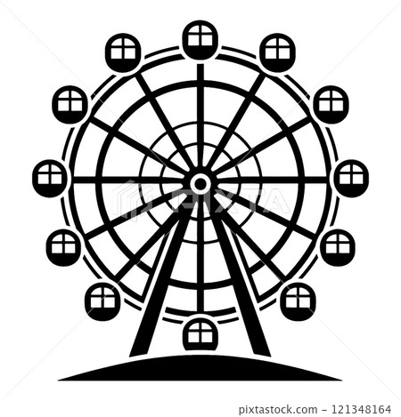Ferris wheel silhouette illustration, cut out on transparent background 121348164