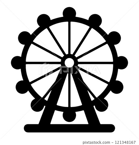 透明背景上的摩天輪剪影圖切口 透明背景上的摩天輪剪影圖切口 121348167