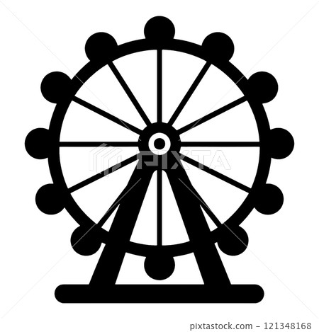 Ferris wheel silhouette illustration, cut out on transparent background 121348168