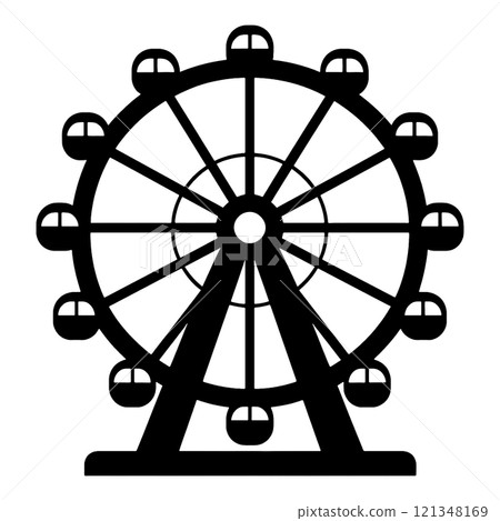 透明背景上的摩天輪剪影圖切口 121348169