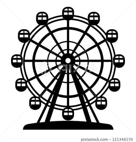 透明背景上的摩天輪剪影圖切口 121348170