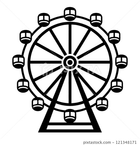 Ferris wheel silhouette illustration, cut out on transparent background 121348171