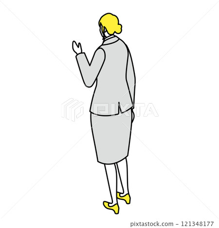 Isometric_站立女人的後視圖插圖 Isometric_站立女人的後視圖插圖 121348177