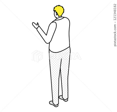 Isometric illustration of a man standing with his arms crossed in a shirt and tie 121348182