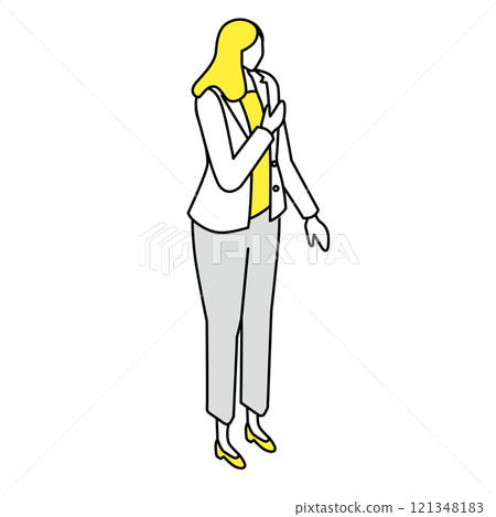 等距_穿著辦公室休閒服的女人的插圖 等距_穿著辦公室休閒服的女人的插圖 121348183