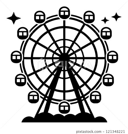 Ferris wheel silhouette illustration, cut out on transparent background 121348221