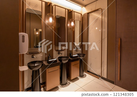 A modern toilet at the luxury hotel Mesm Tokyo, located inside Waters Takeshiba near Hamamatsucho Station and Takeshiba Station A modern toilet at the luxury hotel Mesm Tokyo, located inside Waters Takeshiba near Hamamatsucho Station and Takeshiba Station 121348305