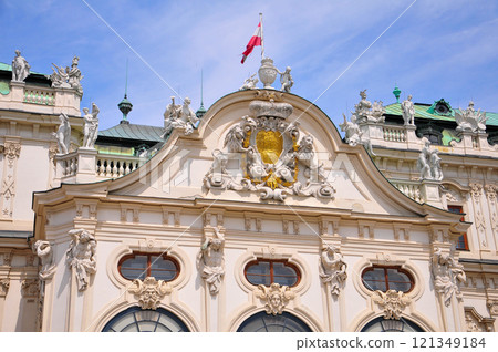 Beautiful view of Belvedere Palace in Vienna, the capital of Austria Beautiful view of Belvedere Palace in Vienna, the capital of Austria 121349184