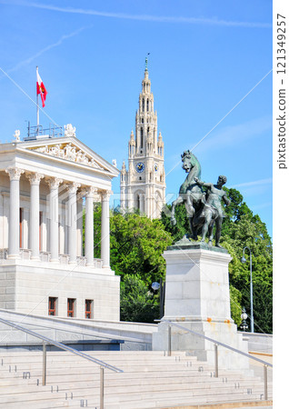 Beautiful parliament building in Vienna, the capital of Austria 121349257