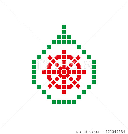 Christmas ball ornament vector logo with snowflake. New Year bauble icon for tree decoration. Christmas ball ornament vector logo with snowflake. New Year bauble icon for tree decoration. 121349584