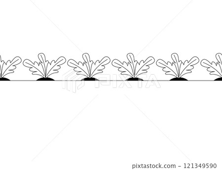 Beet in ground. Vector seamless repeating illustration. Editable drawing on white background. Beet in ground. Vector seamless repeating illustration. Editable drawing on white background. 121349590