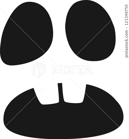 Black and white vector illustration featuring a Halloween pumpkin face expressing negative emotions, ideal for enhancing spooky and festive designs during the autumn season 121349750