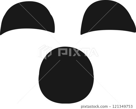 Surprised face featuring closed eyes and an open mouth, vividly expressing astonishment, crafted using simple geometric shapes against a clean white background 121349753