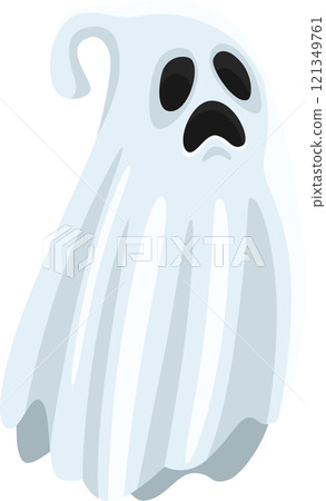 Halloween ghost floating with spooky face and surprised expression, ideal for halloween projects, printed materials, websites, social media posts, and more Halloween ghost floating with spooky face and surprised expression, ideal for halloween projects, printed materials, websites, social media posts, and more 121349761