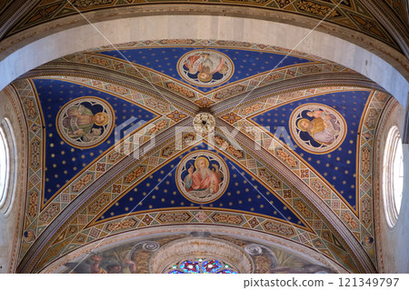 Fresco painting on the ceiling of the Cathedral of St Martin in Lucca, Italy Fresco painting on the ceiling of the Cathedral of St Martin in Lucca, Italy 121349797