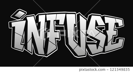 Infuse - single word, letters graffiti style. Vector hand drawn logo. Funny cool trippy word Infuse, fashion, graffiti style print t-shirt, poster concept Infuse - single word, letters graffiti style. Vector hand drawn logo. Funny cool trippy word Infuse, fashion, graffiti style print t-shirt, poster concept 121349835