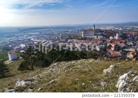 Mikulov Castle in South Moravia, Czech Republic, sunny summer day Mikulov Castle in South Moravia, Czech Republic, sunny summer day 121350359