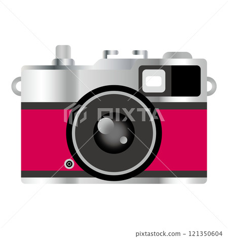 Metallic retro film camera illustration on white background 121350604