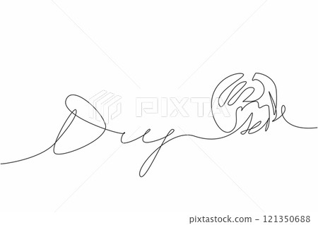 Single one line drawing a roll of thread that forms the word DIY. A craft that requires free time. Homemade results. Creation. Skill. National DIY Day. Continuous line design graphic illustration 121350688
