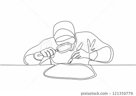 Single continuous line drawing people wearing full PPE checking some fairly large chunks of rock. Check the density of stone. Need important info. Geologists Day. One line design vector illustration Single continuous line drawing people wearing full PPE checking some fairly large chunks of rock. Check the density of stone. Need important info. Geologists Day. One line design vector illustration 121350779