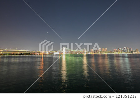 Sunset over Tokyo Bay, Rainbow Bridge and cityscape along the bay / Tokyo Sunset over Tokyo Bay, Rainbow Bridge and cityscape along the bay / Tokyo 121351212
