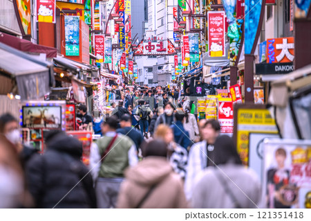 Tokyo cityscape, Japan - Year-end, Ameyoko bustling with foreign tourists and Kaminakacho parallel to the street... a ray of hope for a new era... = 20th Tokyo cityscape, Japan - Year-end, Ameyoko bustling with foreign tourists and Kaminakacho parallel to the street... a ray of hope for a new era... = 20th 121351418
