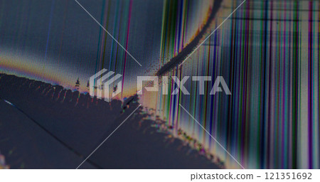 Analog static. Screen error. Display distortion with pixel grid color mesh. Damaged texture of digital glitch defocused noise fractured surface. Analog static. Screen error. Display distortion with pixel grid color mesh. Damaged texture of digital glitch defocused noise fractured surface. 121351692