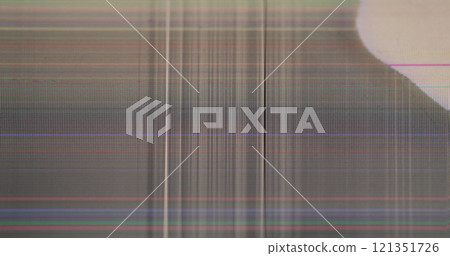 Bad transition. Digital noise. Image glitch error on pixel color grid pattern. Flickering structure of damaged computer defocused monitor screen texture. 121351726