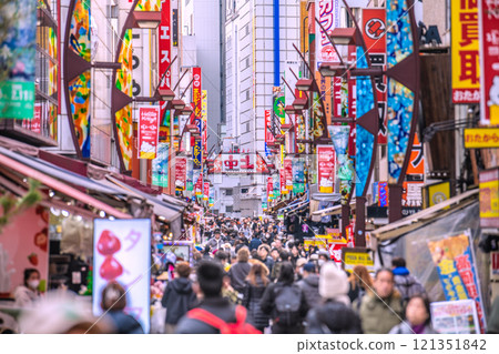 Tokyo cityscape, Japan - Year-end, Ameyoko bustling with foreign tourists and Kaminakacho parallel to the street... a ray of hope for a new era... = 20th Tokyo cityscape, Japan - Year-end, Ameyoko bustling with foreign tourists and Kaminakacho parallel to the street... a ray of hope for a new era... = 20th 121351842