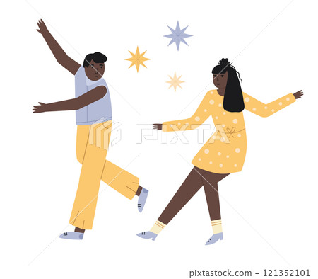 Vector Illustration of a Couple Dancing Swing. Perfect for Dance and Vintage Themed Designs 121352101