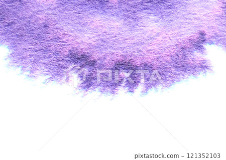 Vibrant abstract texture of purple and blue watercolor brush strokes on white 121352103
