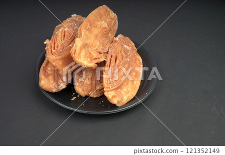 Very delicious dessert khaja in black background 121352149
