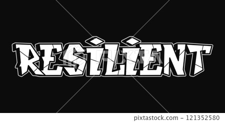 Resilient - single word, letters graffiti style. Vector hand drawn logo. Funny cool trippy word Resilient, fashion, graffiti style print t-shirt, poster concept Resilient - single word, letters graffiti style. Vector hand drawn logo. Funny cool trippy word Resilient, fashion, graffiti style print t-shirt, poster concept 121352580