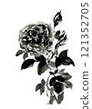 水墨畫玫瑰花 121352705