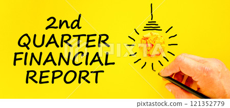 2nd quarter financial report symbol. Concept words 2nd quarter financial report on beautiful yellow paper. Beautiful yellow background. Business 2nd quarter financial report concept. Copy space. 2nd quarter financial report symbol. Concept words 2nd quarter financial report on beautiful yellow paper. Beautiful yellow background. Business 2nd quarter financial report concept. Copy space. 121352779
