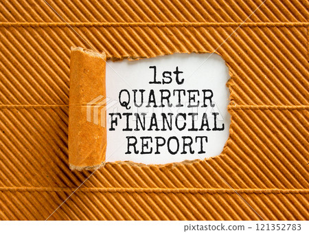 1st quarter financial report symbol. Concept words 1st quarter financial report on beautiful white paper. Beautiful brown background. Business 1st quarter financial report concept. Copy space. 121352783