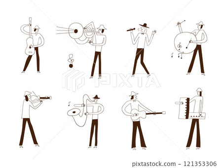 jazz band musicians vector illustration , isolated cartoons design element jazz band musicians vector illustration , isolated cartoons design element 121353306