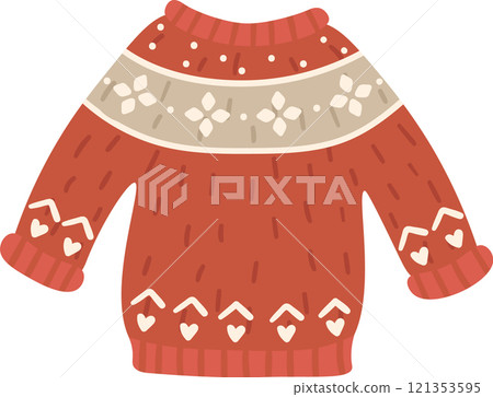 Cozy knitted winter garment featuring festive patterns, perfect for staying warm during Christmas celebrations and holiday gatherings, evoking a sense of comfort and joy 121353595